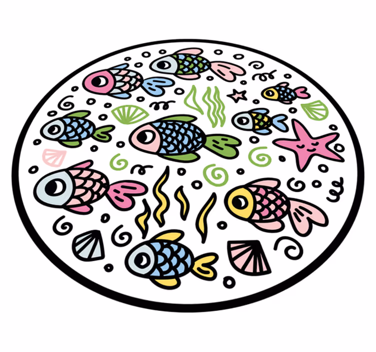 Tapis vinyle animal motifs de poissons colorés - TenStickers