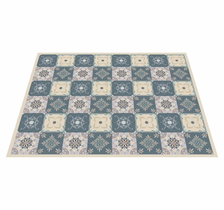 Tapis mosaique vinyle motif floral mosaïque - TenStickers