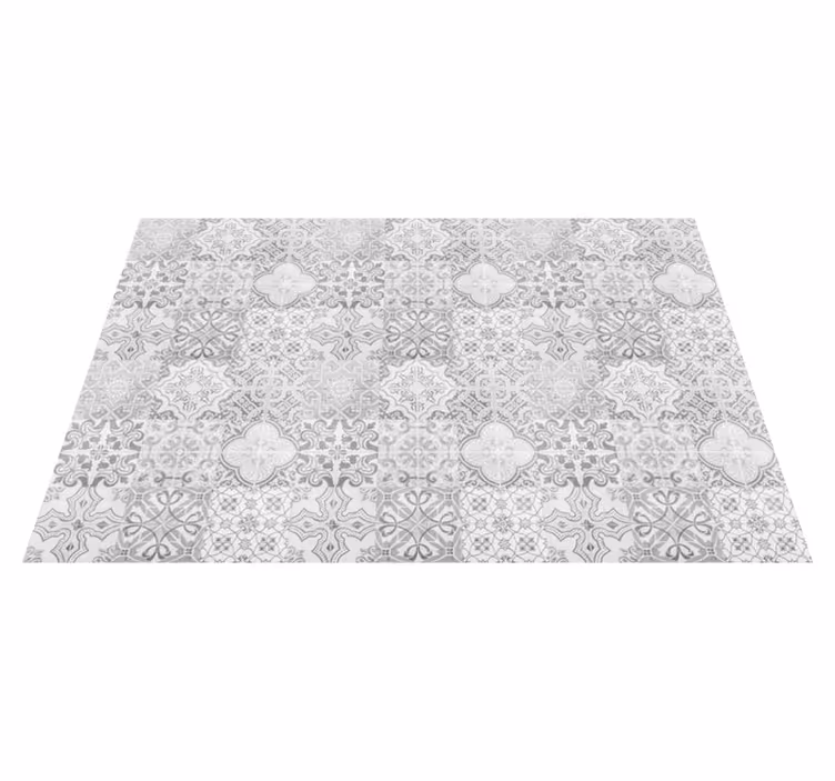 Tapis vinyle salon carreaux de ciment effet pierre - TenStickers