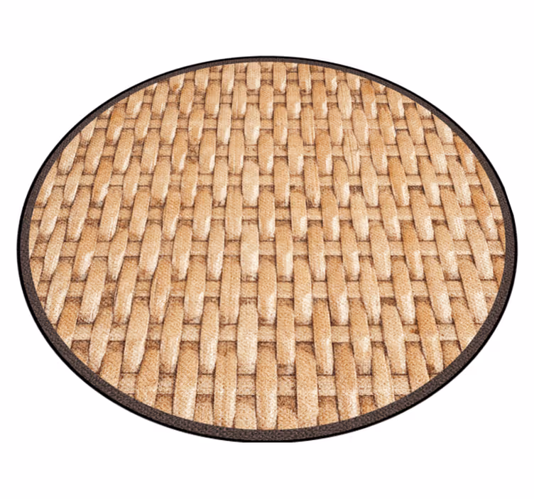 Tapis vinyle rond tons naturels tissés - TenStickers