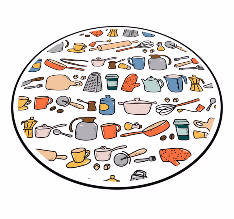 Tapis vinyle cuisine collection d'outils culinaires - TenStickers