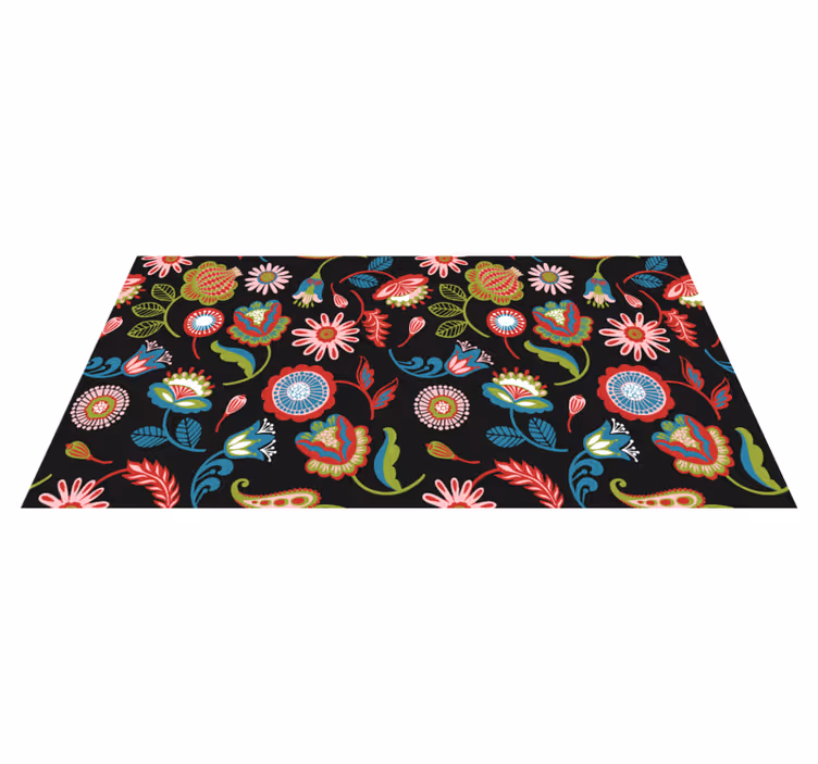 Tapis vinyle salon vinylee folklorique coloré sur fond sombre - TenStickers