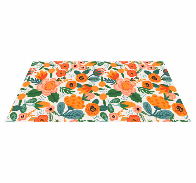 Tapis vinyle plantes motif jardin floral - TenStickers