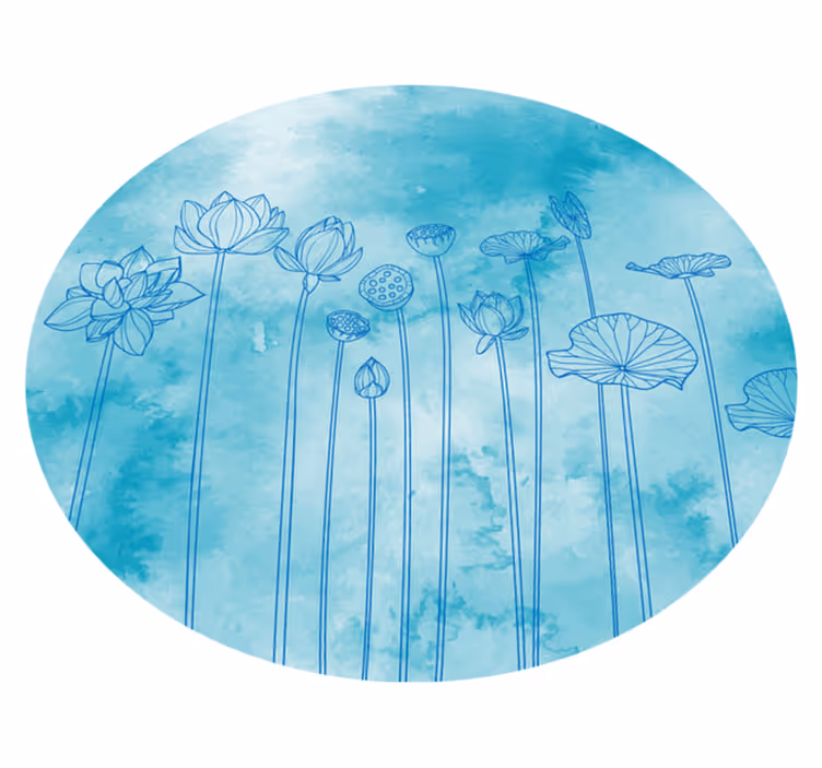 Tapis vinyle plantes éclaboussures de lotus bleu - TenStickers