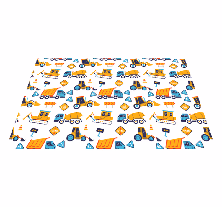Tapis vinyle route modèle de véhicules de construction - TenStickers