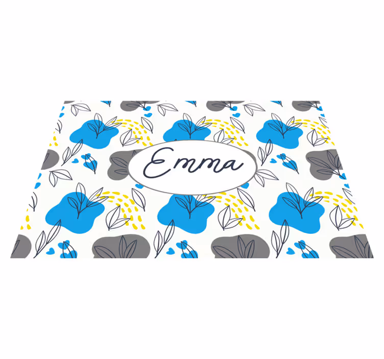 Tapis vinyle entrée nom floral personnalisé - TenStickers