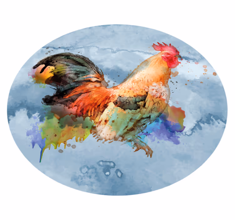 Tapis vinyle motif animal coq coloré Éclaboussures - TenStickers