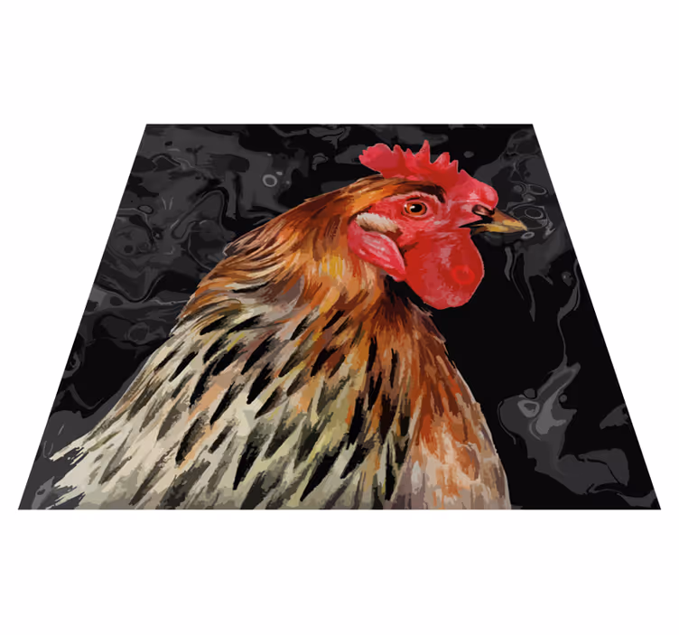 Tapis vinyle motif animal tête de coq colorée - TenStickers