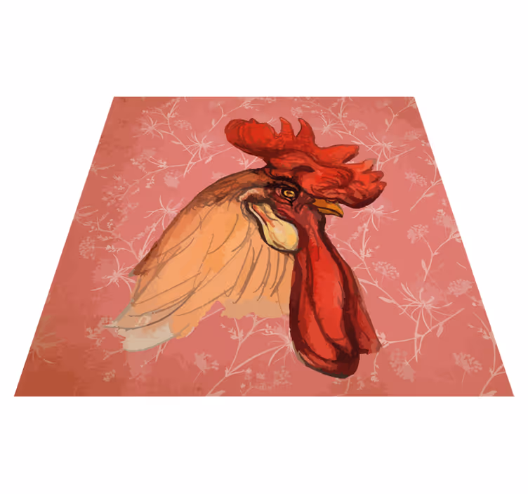 Tapis vinyle motif animal coq floral - TenStickers