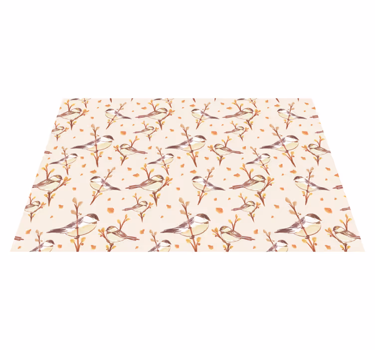 Tapis vinyle plantes motifs d'oiseaux enchanteurs - TenStickers