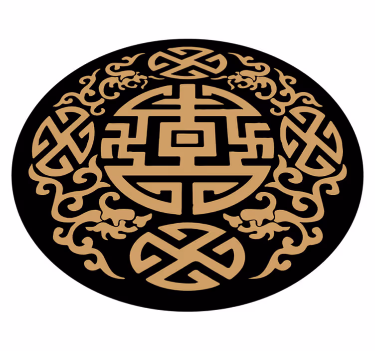 Tapis vinyle rond motif de symbole culturel - TenStickers