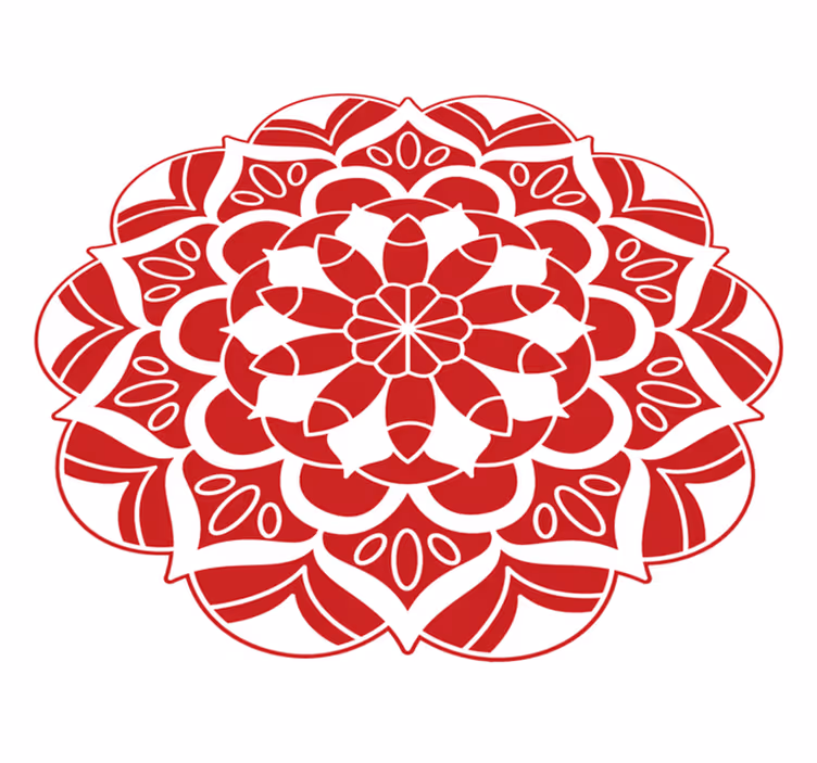 Tapis vinyle mandala vinylee de mandala floral rouge - TenStickers