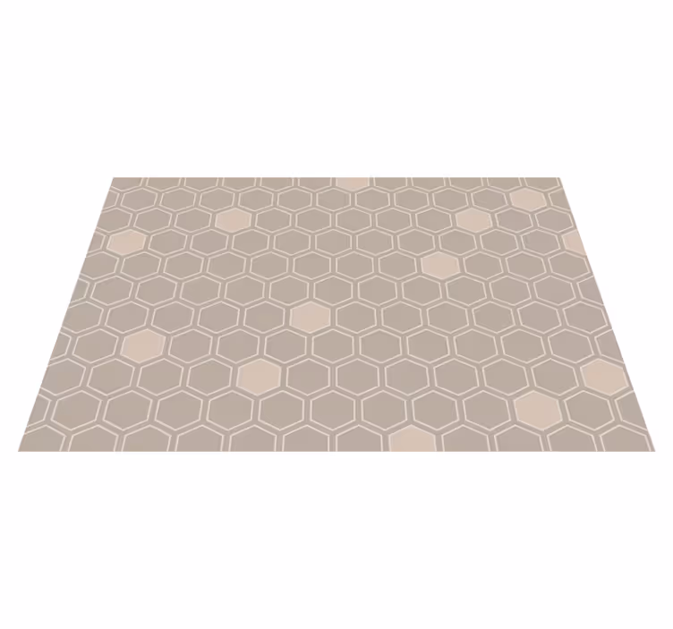 Tapis vinyle géométrique motif hexagonal beige - TenStickers