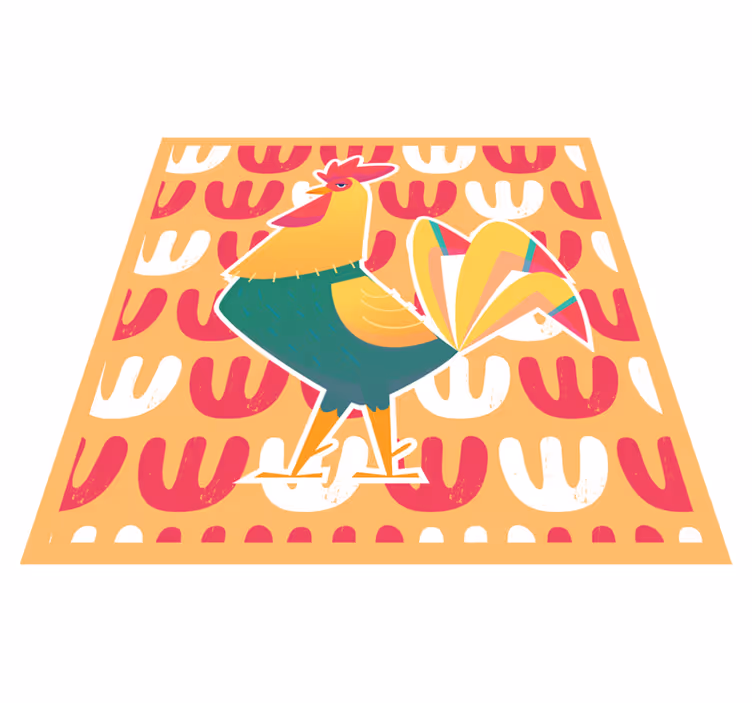 Tapis vinyle animal art du coq coloré - TenStickers