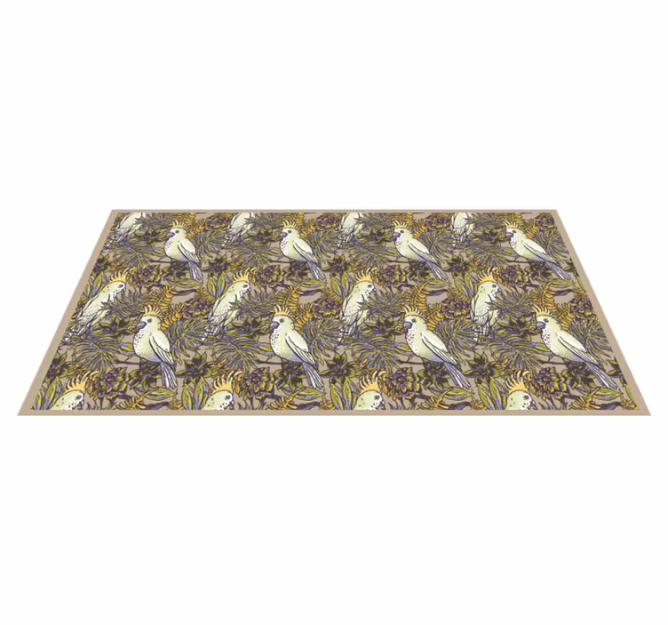 Tapis vinyle plantes motif de perroquets colorés - TenStickers