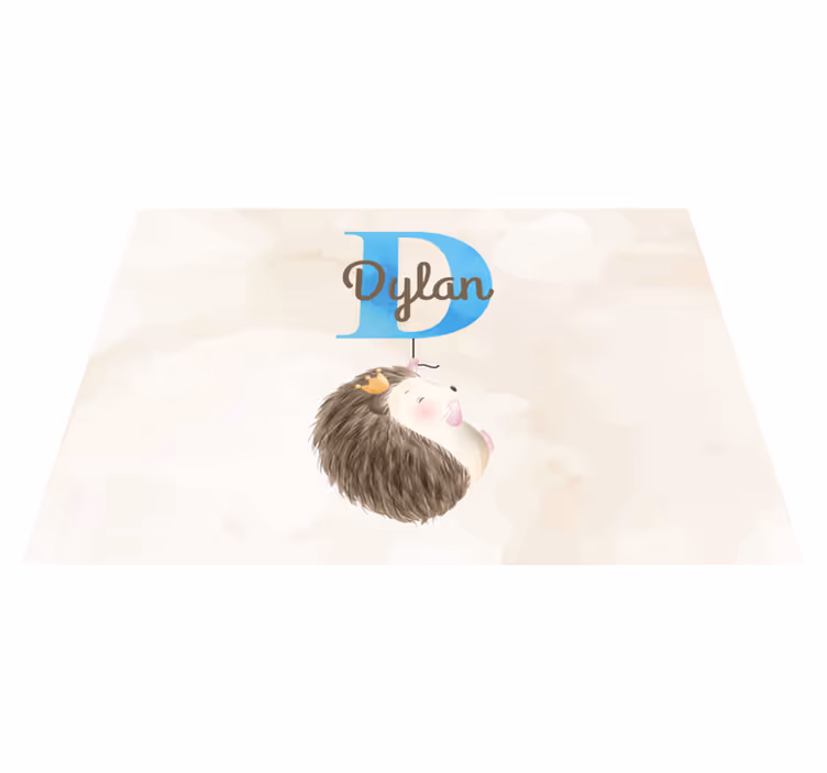 Tapis vinyle personnalisé initiale de hérisson mignon - TenStickers