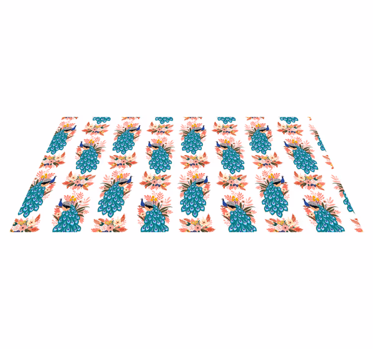 Tapis vinyle plantes motif floral de paon - TenStickers