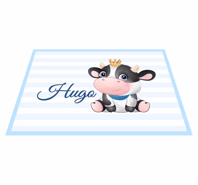 Tapis vinyle bébé vache personnalisée avec prénom - TenStickers