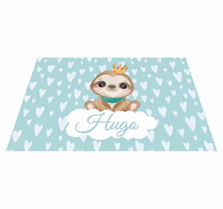 Tapis vinyle bébé paresseux avec prénom - TenStickers