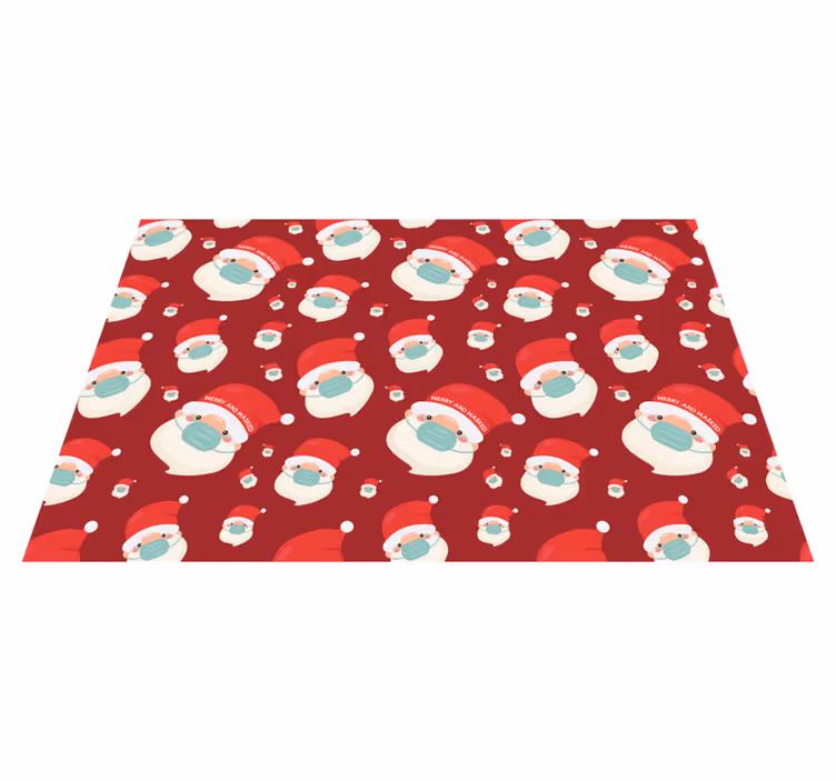 Tapis vinyle noël visages joyeux du père noël - TenStickers