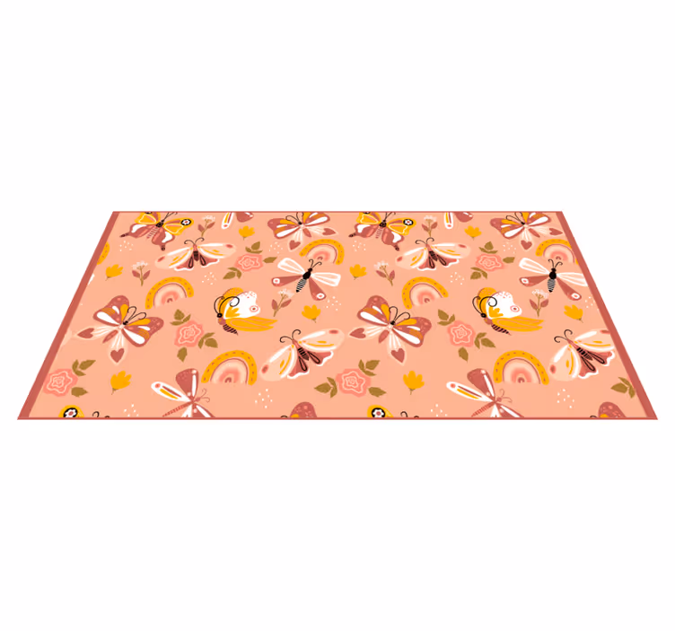 Tapis vinyle bébé papillons floraux colorés - TenStickers