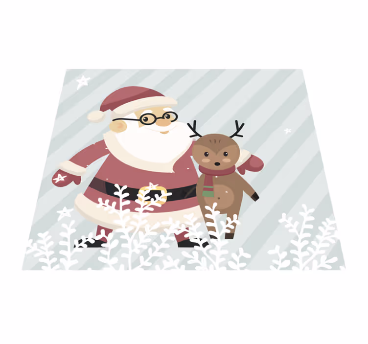 Tapis vinyle noël santa Claus et rennes - TenStickers