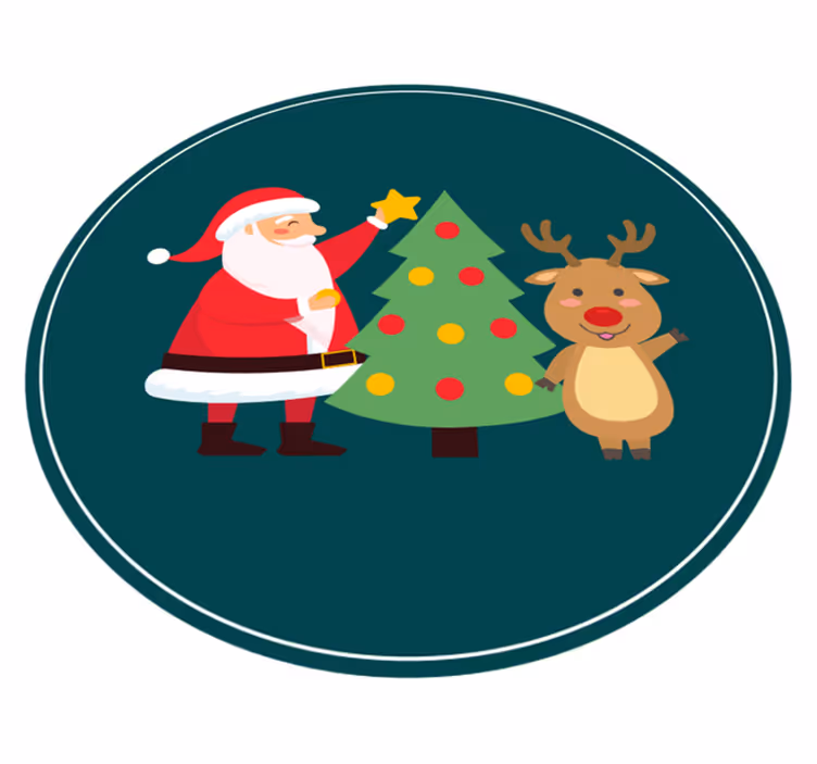 Tapis vinyle noël scène festive du père noël - TenStickers