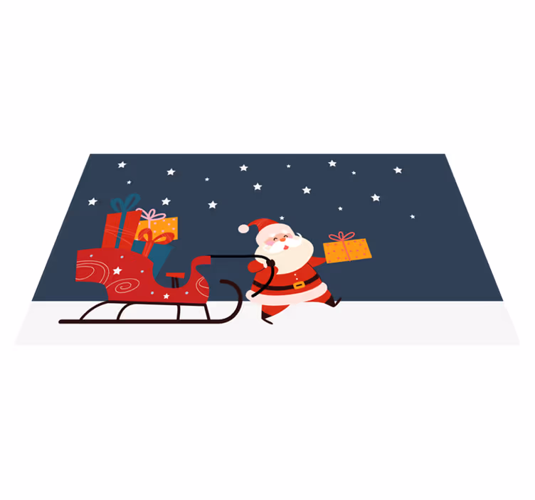 Tapis vinyle noël le gai traîneau du père noël - TenStickers