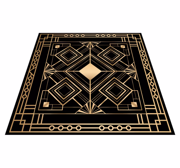 Tapis mosaique vinyle motif géométrique doré - TenStickers