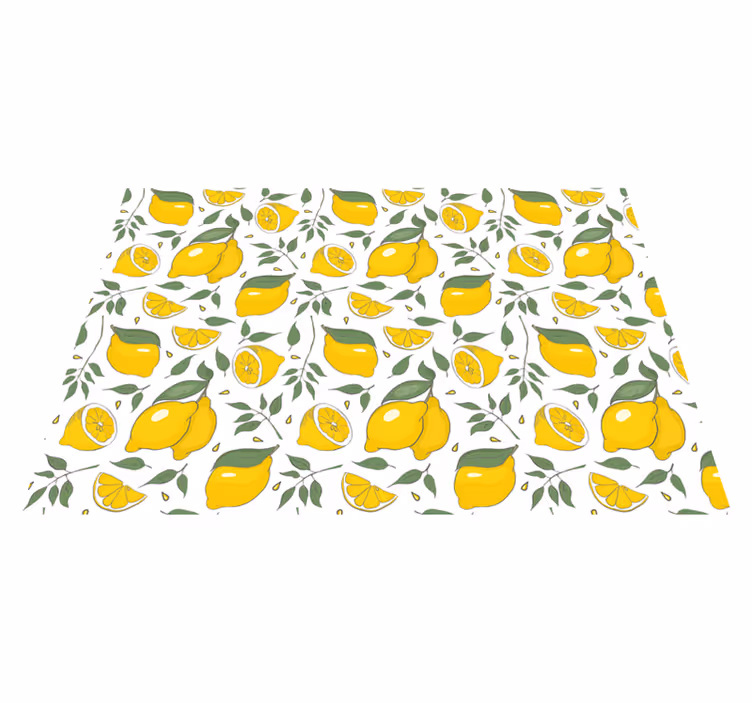 Tapis vinyle cuisine motif floral citron - TenStickers