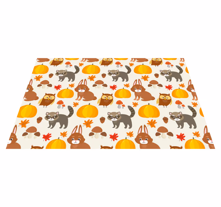 Tapis vinyle bébé personnages animaux d'automne - TenStickers