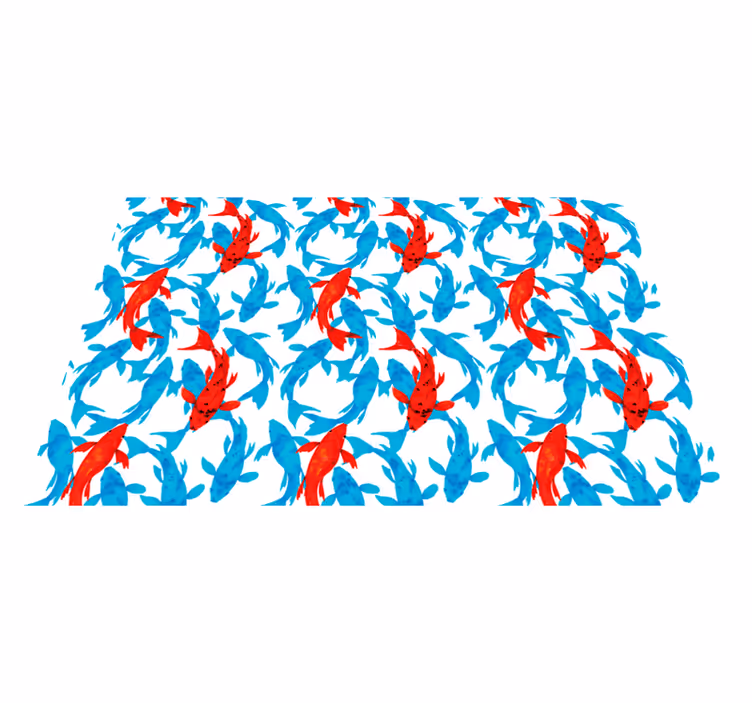 Tapis vinyle salle de bain poissons koi colorés - TenStickers
