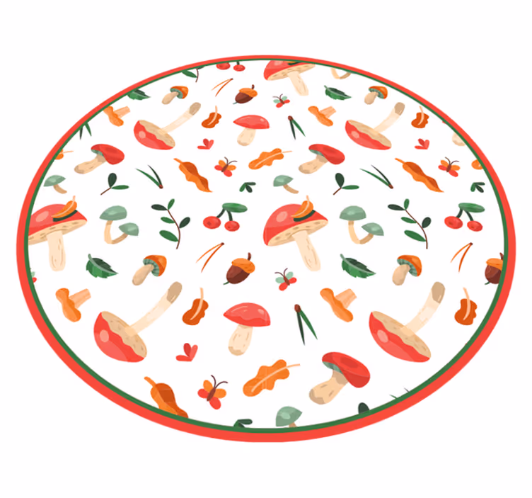 Tapis vinyle plantes motif floral de champignon - TenStickers