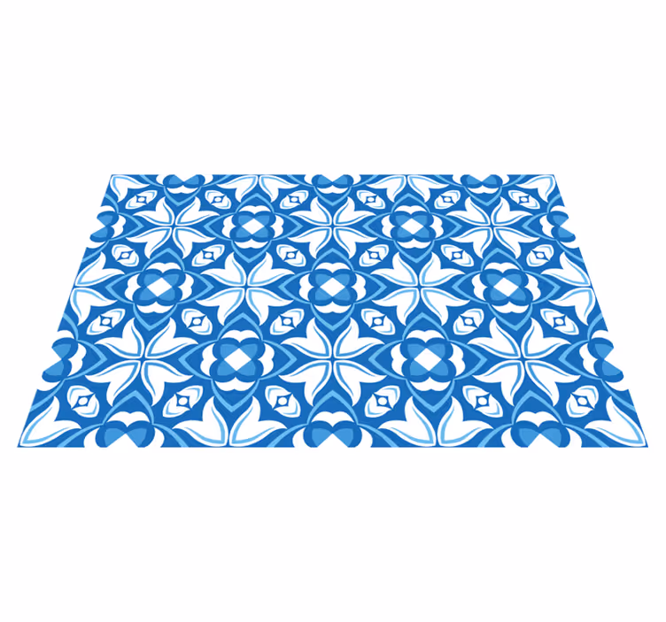 Tapis vinyle carreaux de ciment motif de fleurs d'azur - TenStickers