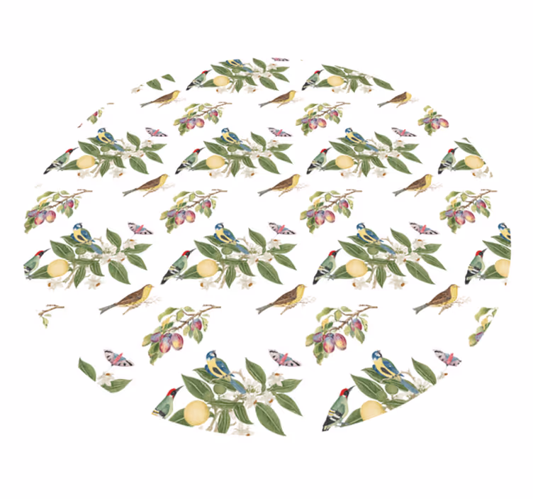 Tapis vinyle rond motifs d'oiseaux colorés - TenStickers