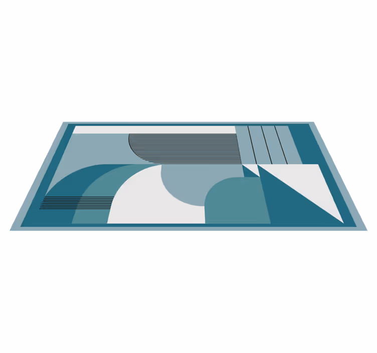 Tapis vinyle design moderne formes géométriques bleues - TenStickers