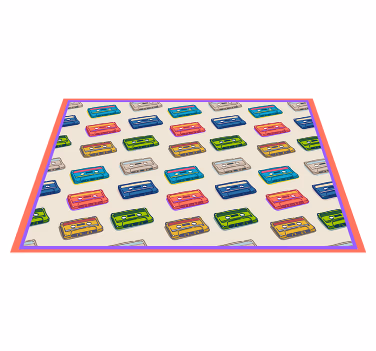 Tapis vinyle vintage cassettes audio colorées - TenStickers