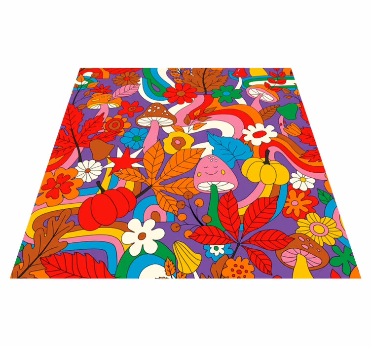 Tapis vinyle plantes design floral coloré - TenStickers