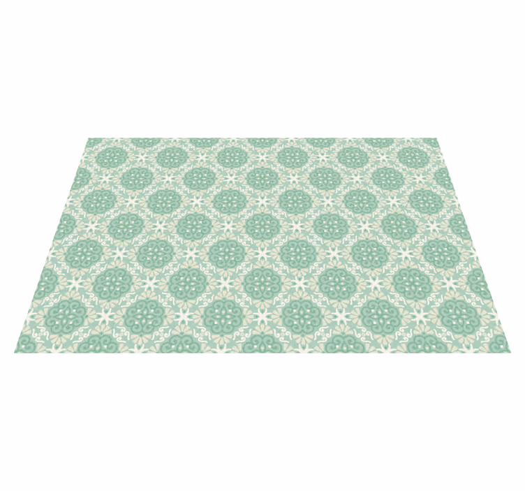 Tapis vinyle carreaux de ciment motif vert complexe - TenStickers