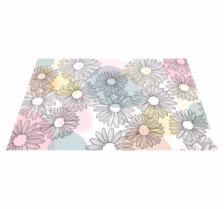 Tapis vinyle plantes motif de marguerite à l'aquarelle - TenStickers
