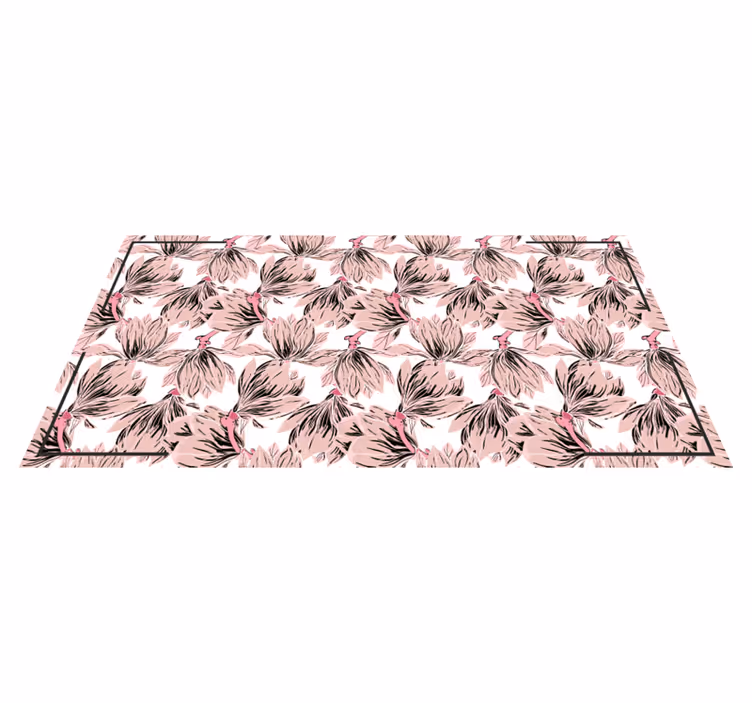 Tapis vinyle plantes motif de fleurs blush - TenStickers