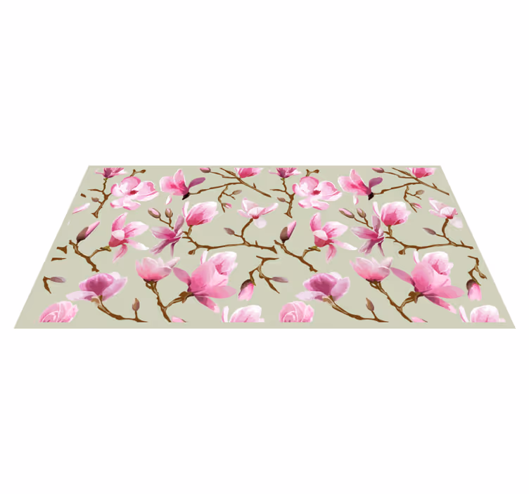 Tapis vinyle plantes magnolia rose - TenStickers