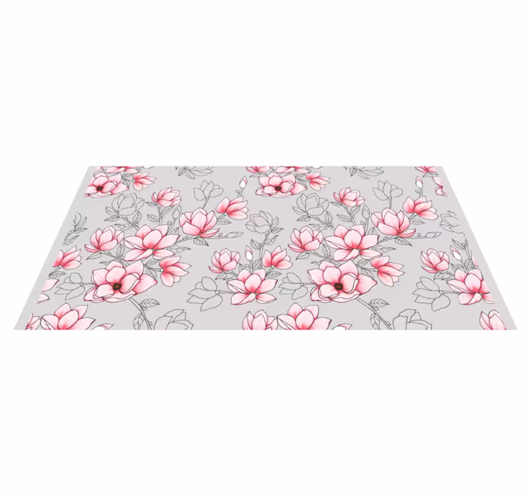 Tapis vinyle plantes motif de fleur rose - TenStickers
