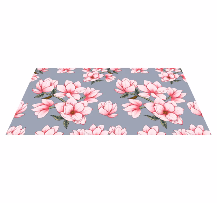 Tapis vinyle salon fleurs délicates - TenStickers