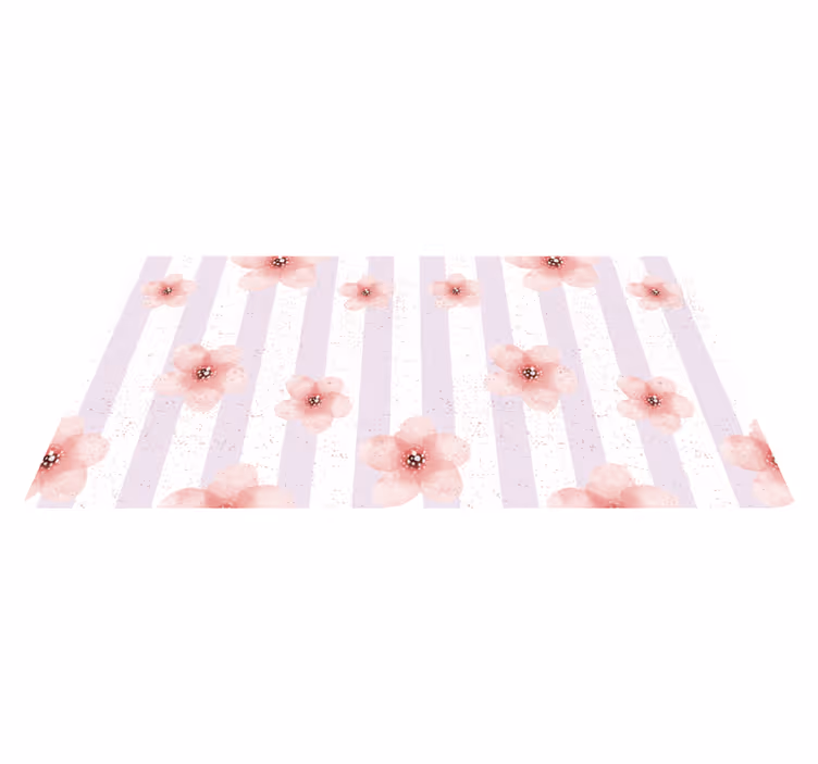 Tapis vinyle plantes rayures roses - TenStickers