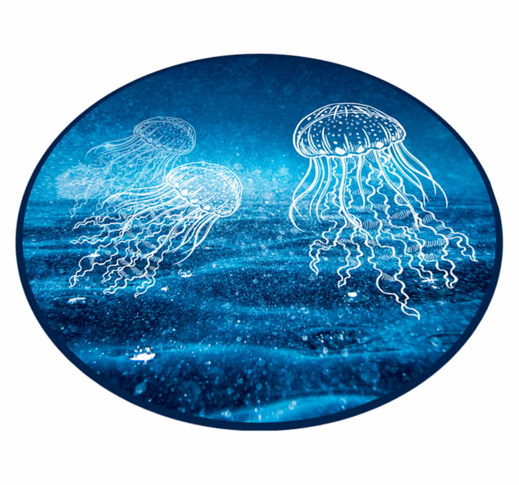 Tapis vinyle rond animal scène de l'océan des méduses - TenStickers