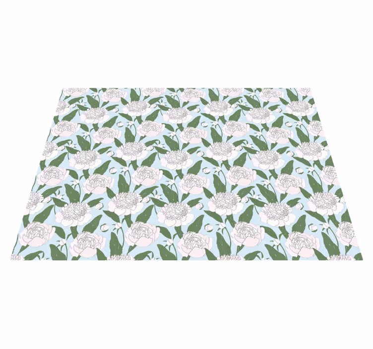 Tapis vinyle fleurs motif pivoines blanches - TenStickers