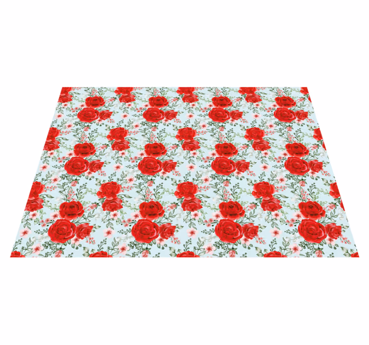 Tapis vinyle fleurs rouges et roses - TenStickers