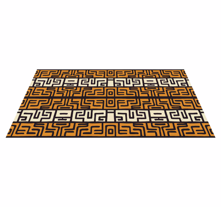 Tapis vinyle géométrique motif de labyrinthe orange - TenStickers