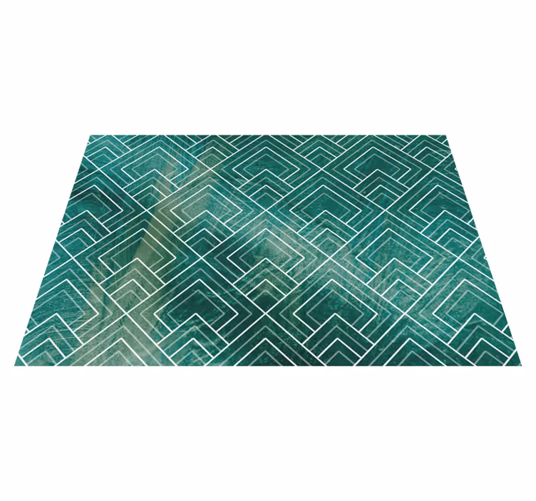 Tapis vinyle carreaux de ciment chevron vert géométrique - TenStickers